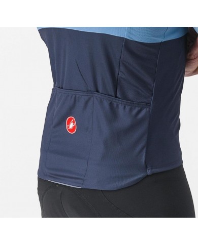 MAILLOT CASTELLI A BLOCCO AZUL BABY/ESCARLATA LAVA