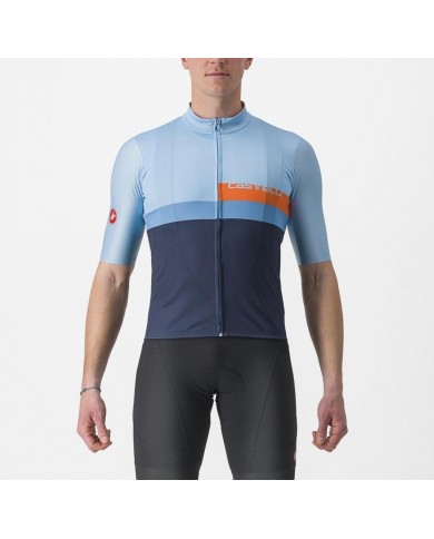 MAILLOT CASTELLI A BLOCCO AZUL BABY/ESCARLATA LAVA