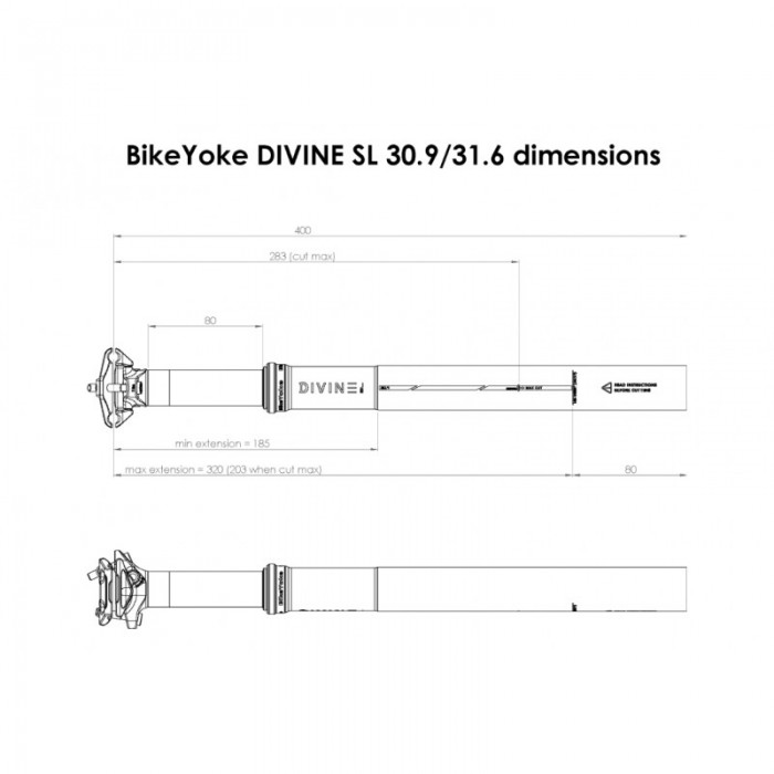 Tija telescópica BikeYoke Divine SL 31.6 x 100 mm